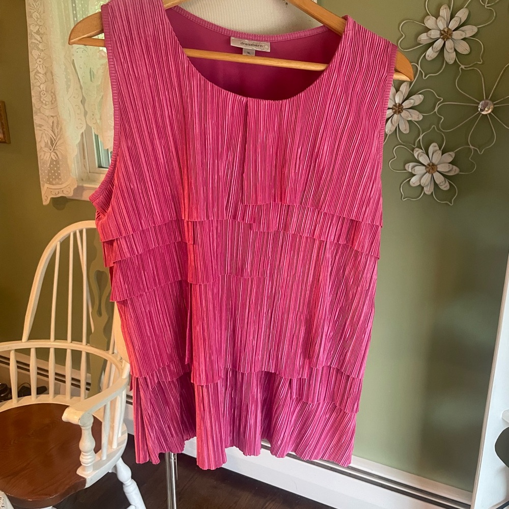 Dressbarn Pink Pleated Tiered Blouse